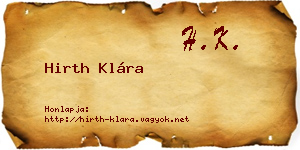 Hirth Klára névjegykártya